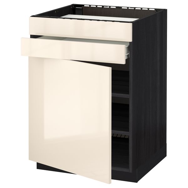Напольный шкаф для варочной панели, доводчик, 2 фасада, 1 ящик МЕТОД / ФОРВАРА, черный, Рингульт кремовый (60x60 см) - схема-чертеж с размерами