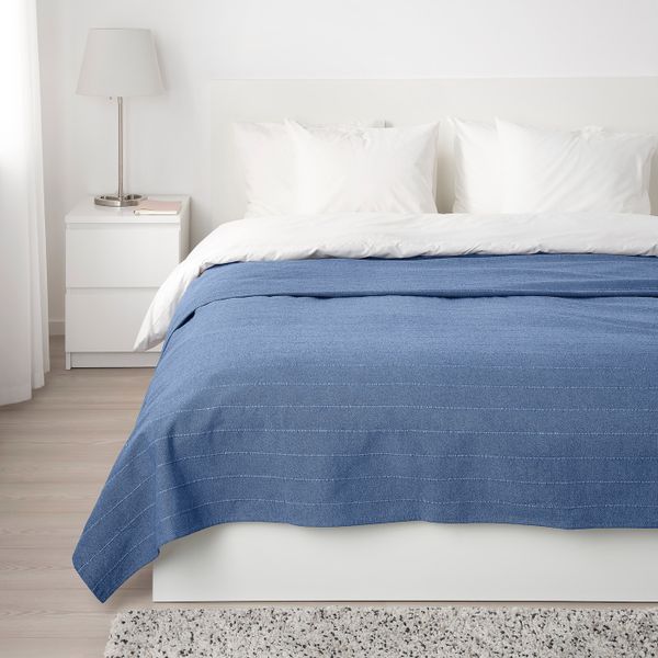 Покрывало, синий 230x250 см IKEA SKÄRMLILJA ШЭРМЛИЛЬЯ 904.476.52 - фото 2