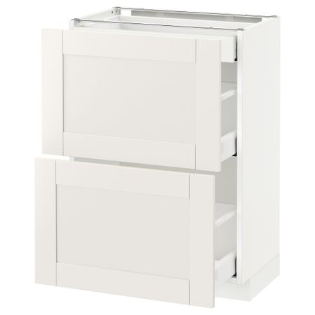 Напольный шкаф, 2 фасада, 3 ящика МЕТОД / МАКСИМЕРА, белый, Сэведаль белый