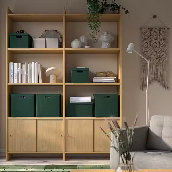 GJÄTTA ГЭТТА Коробка с крышкой - бархат темно-зеленый 25x35x20 см - фото 8