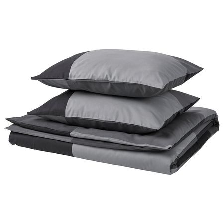 BRUNKRISSLA Пододеяльник и 2 наволочки - чёрный 240x220/50x60 см