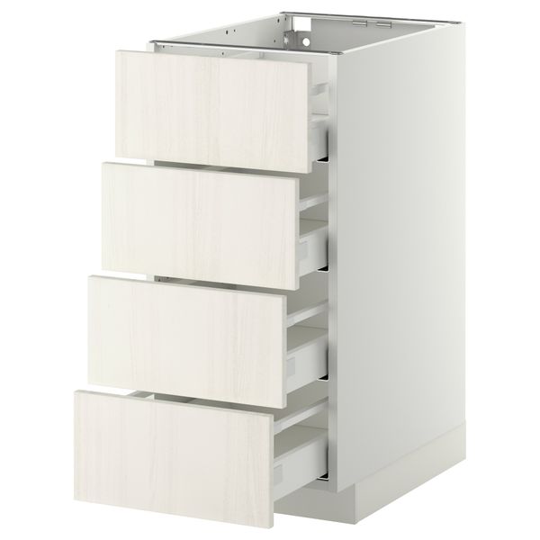 Напольный шкаф 4 фронтальных панели, 4 ящика МЕТОД / МАКСИМЕРА, белый, Росдаль белый - схема-чертеж с размерами