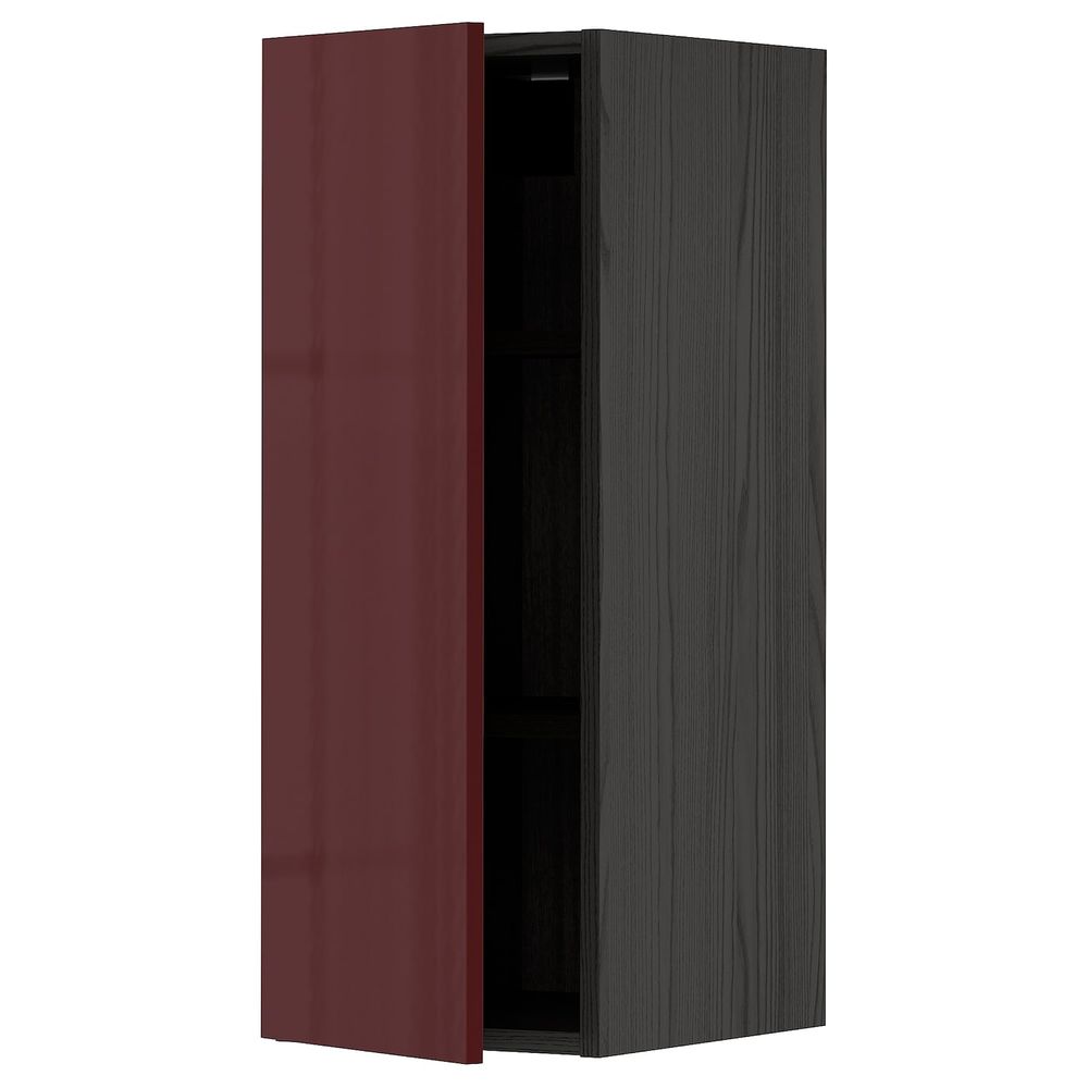 Шкаф навесной с полкой, черный Калларп/глянцевый темный красно-коричневый 30x80 см IKEA МЕТОД 493.278.36 - схема-чертеж с размерами