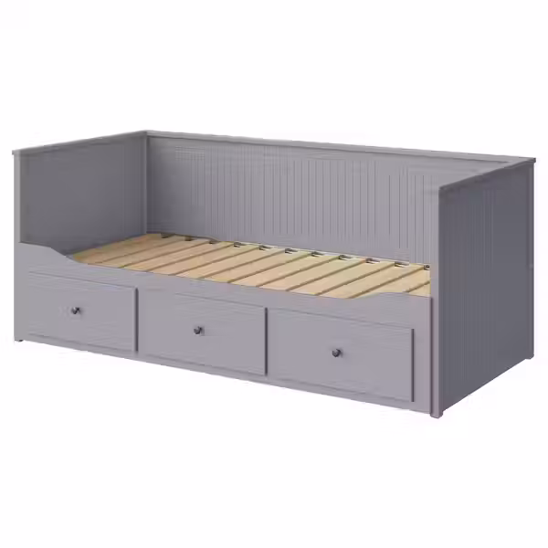HEMNES Каркас кровати-кушетки с 3 ящиками - серый 80x200 см - фото 1