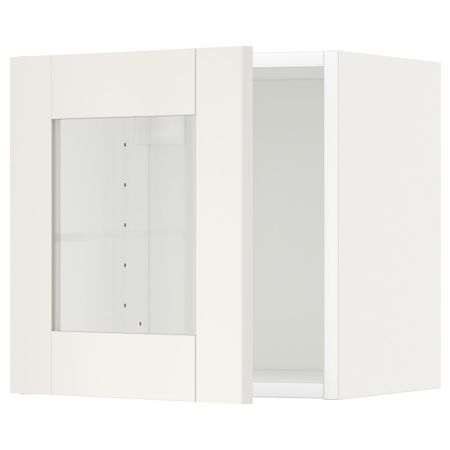 Навесной шкаф со стеклянной дверцей, белый/Сэведаль белый 40x40 см IKEA METOD МЕТОД 894.471.39