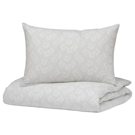 Пододеяльник и наволочка, серый-белый 150x200/50x70 см IKEA KOLSTARR КОЛЬСТАРР 205.013.79