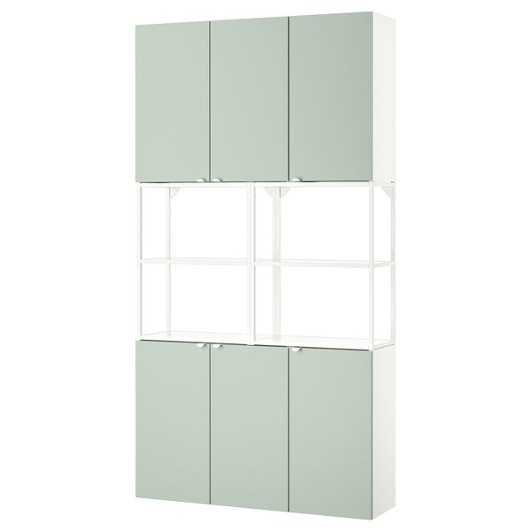 Комбинация для хранения, белый, бледный серо-зеленый, 120x32x225 см IKEA BEGIVENHET БЕГИВЕНХЕТ 294.973.11 - фото 2