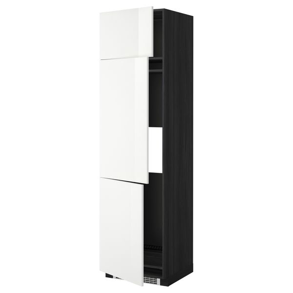 Высокий шкаф для холодильника или морозильника, с 3 дверями МЕТОД, черный, Рингульт белый - схема-чертеж с размерами