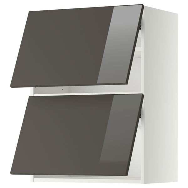 Навесной шкаф, 2 дверцы, горизонтальный МЕТОД, белый, Рингульт серый - схема-чертеж с размерами