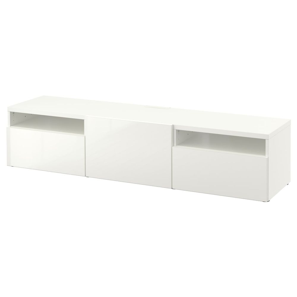 Тумба под ТВ, белый/Сельсвикен глянцевый, белый 180x42x39 см IKEA BESTÅ БЕСТО 893.285.89 - фото 1