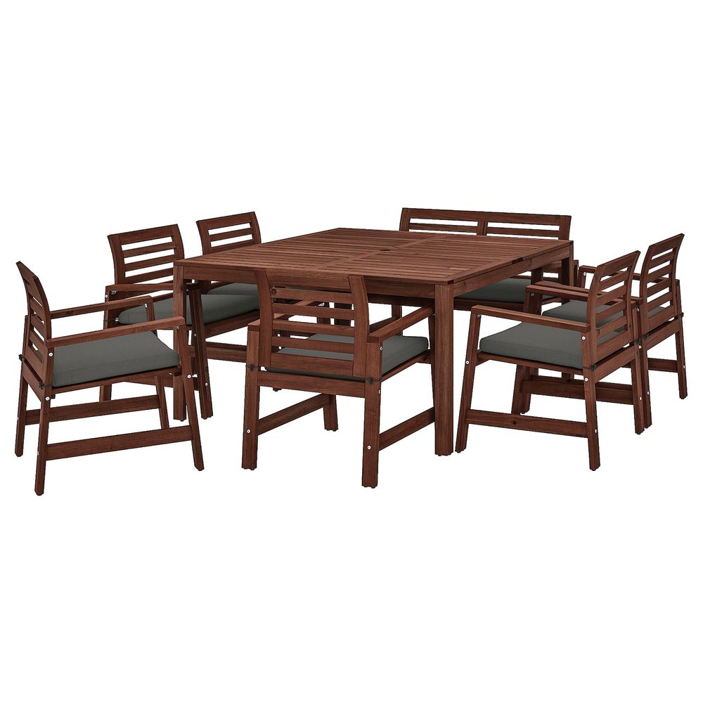 Стол+6кресел+скамья,д/сада, коричневая морилка/ФРЁСЁН/ДУВХОЛЬМЕН темно-серый IKEA ЭПЛАРО 292.921.16 - фото 1