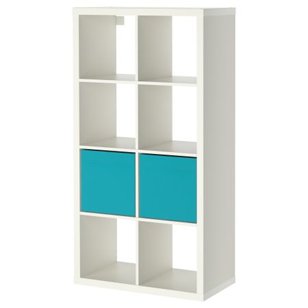 Стеллаж с 2 вставками КАЛЛАКС / ДРЁНА, белый (77x147 см)