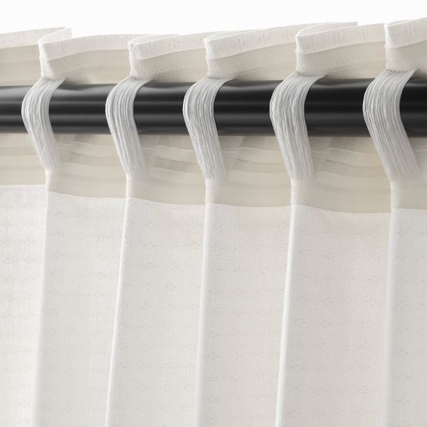 Гардины с прихватом, 2 шт., белый 145x300 см IKEA AMILDE АМИЛЬДЭ 304.279.30 - фото 5