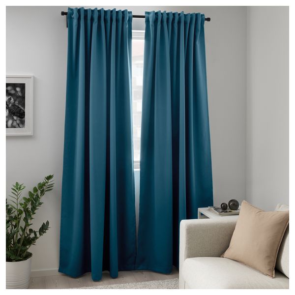 Гардины, блокирующие свет, 1 пара МАЙГУЛЛ, сине-зеленый (145x300 см) - фото 4