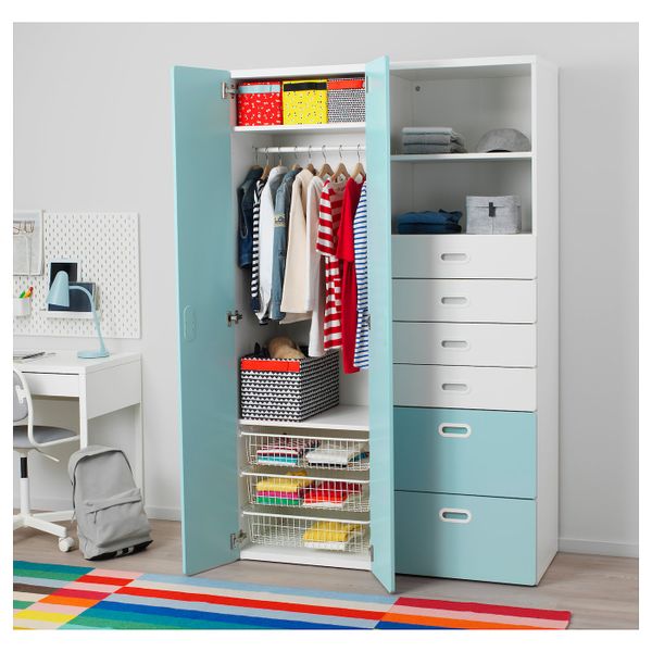 Шкаф платяной, белый/голубой 120x50x192 см IKEA STUVA СТУВА / FRITIDS ФРИТИДС 092.764.43 - фото 4