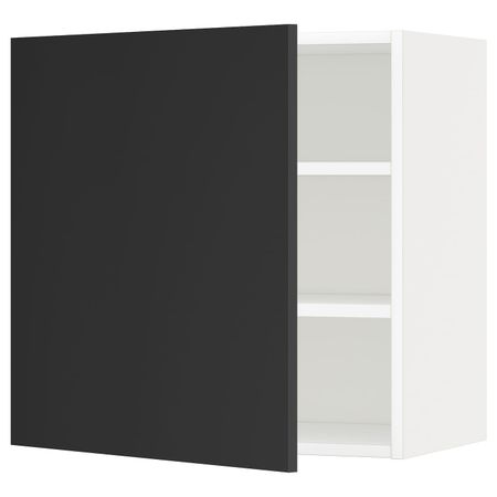 Шкаф навесной с полкой, белый/Юдевалла антрацит 60x60 см IKEA METOD МЕТОД 392.403.82