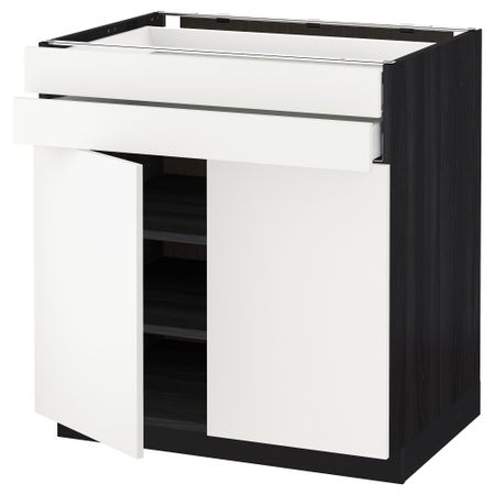 Напольный шкаф, 2 дверцы, 2 ящика МЕТОД / МАКСИМЕРА, черный, Хэггеби белый