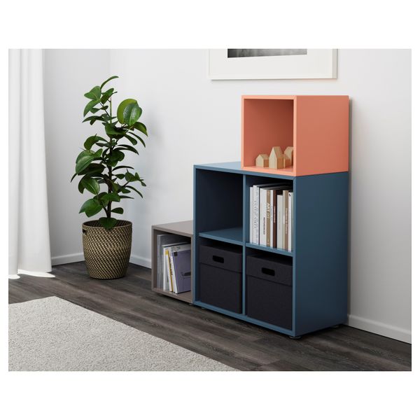 Комбинация шкафов с ножками ЭКЕТ, темно-синий темно-серый, светло-оранжевый (105x35x107 см) - фото 2