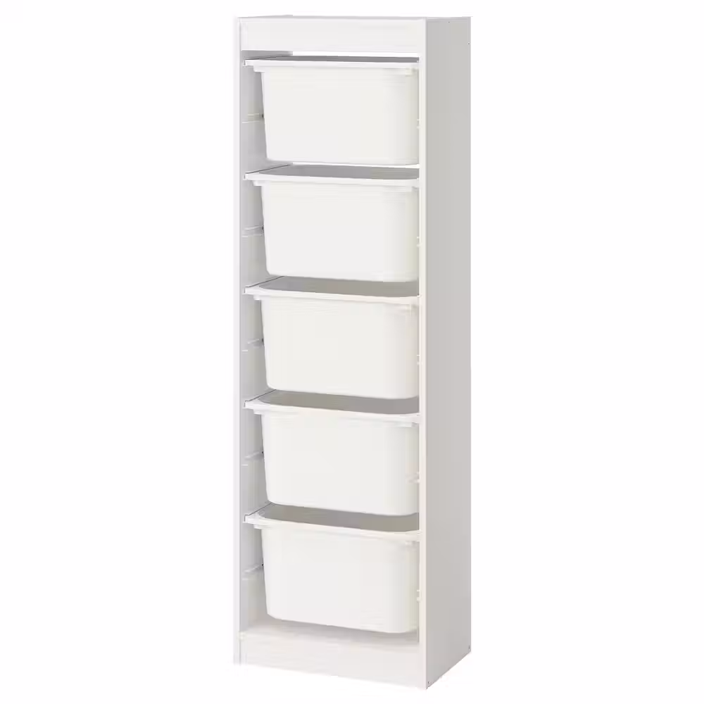 TROFAST Комбинация д/хранения+контейнеры - белый/белый 46x30x145 см - фото 1