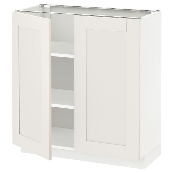 Напольный шкаф с полками/2двери, белый/Сэведаль белый 80x37 см IKEA METOD МЕТОД 492.230.18 - схема-чертеж с размерами