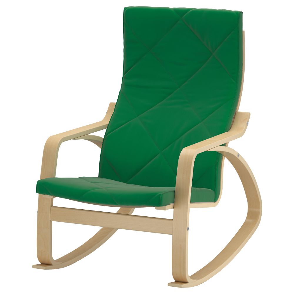 Кресло-качалка ПОЭНГ, березовый шпон, Сандбакка зеленый - фото 1