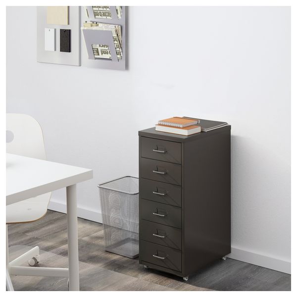 Тумба с ящиками на колесах ХЕЛЬМЕР, серый (28x69 см) - фото 2