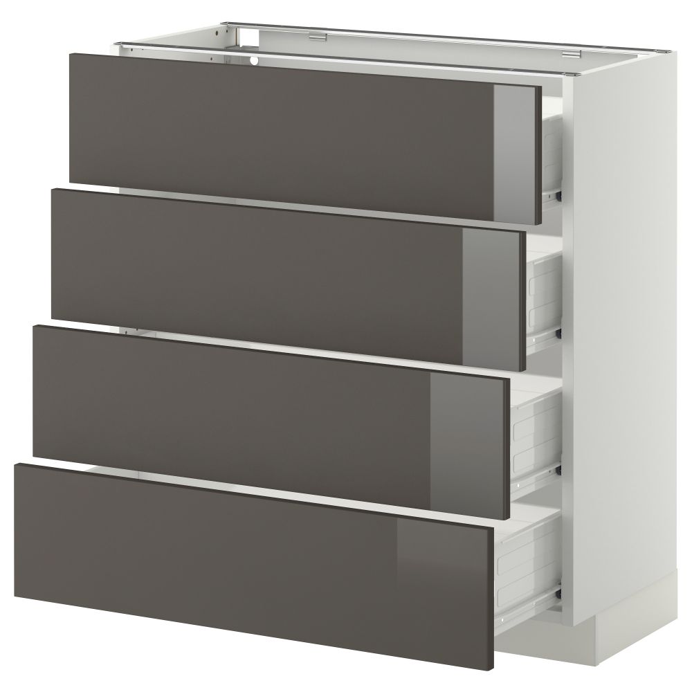Напольный шкаф 4 фронтальных панели, 4 ящика МЕТОД / ФОРВАРА, белый, Рингульт серый - схема-чертеж с размерами