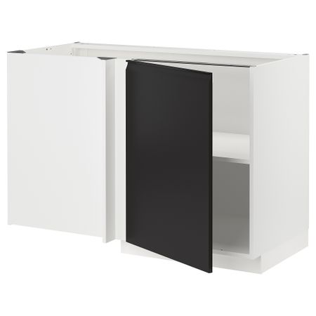 Угловой напольный шкаф с полкой, белый, Upplöv матовый антрацит, 128x68 см IKEA METOD МЕТОД 094.939.55