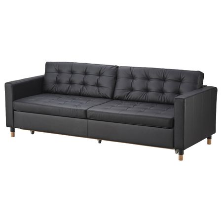 3-местный диван-кровать, Гранн, Бумстад черный/дерево IKEA ЛАНДСКРУНА 992.489.12