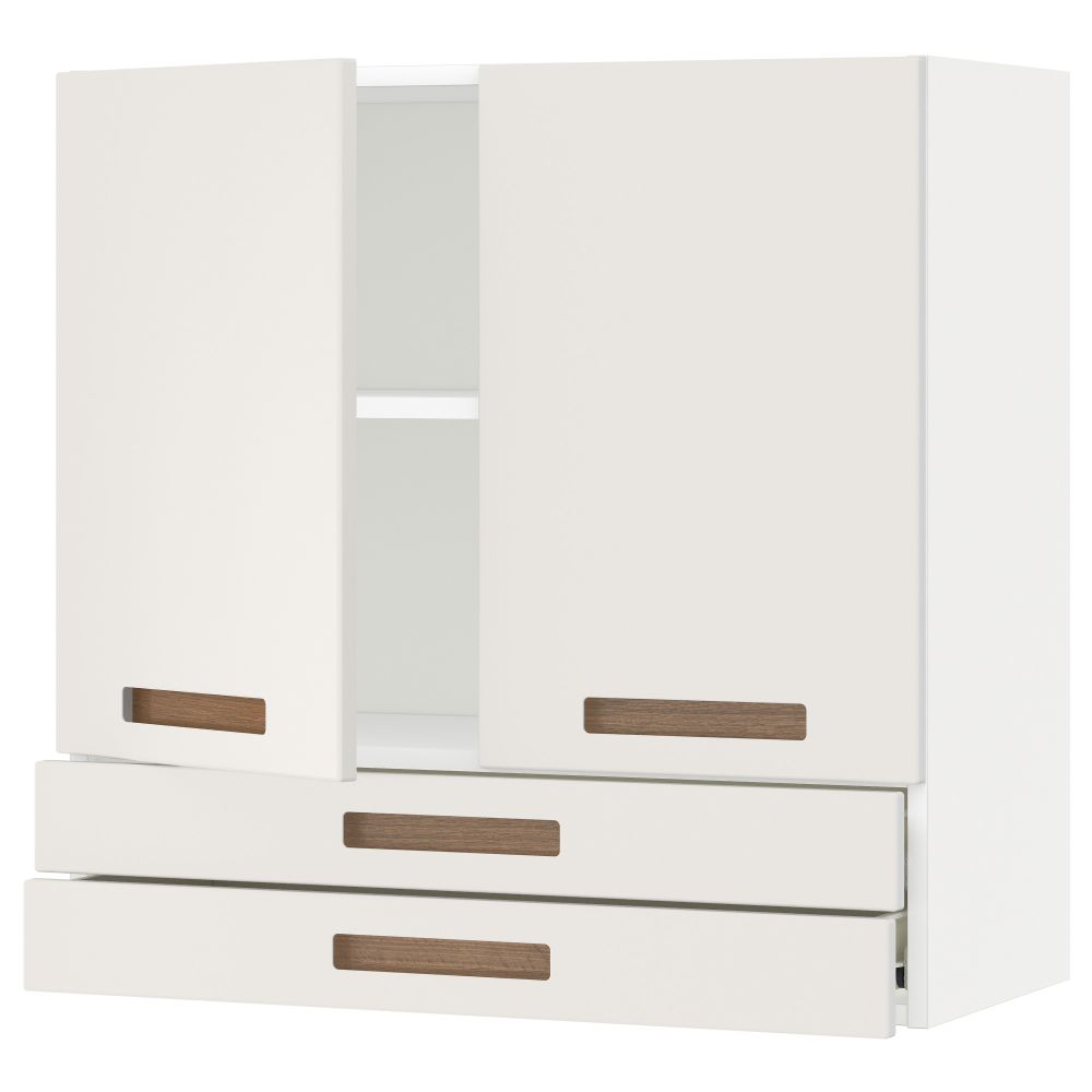 Навесной шкаф, 2 дверцы, 2 ящика МЕТОД / ФОРВАРА, белый, Мэрста белый - схема-чертеж с размерами