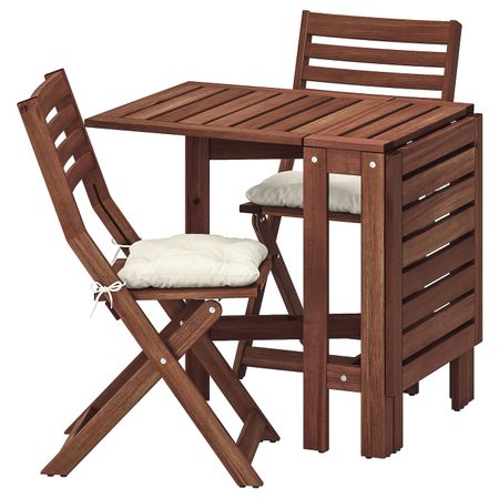 Стол + 2 складных стула,д/сада, коричневая морилка/Куддарна бежевый IKEA ЭПЛАРО 292.910.89
