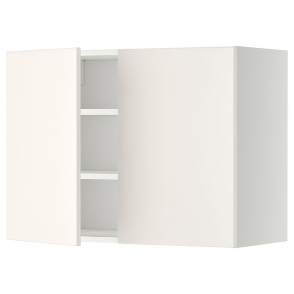 Навесной шкаф с полками, 2 дверцы МЕТОД, белый, Веддинге белый - схема-чертеж с размерами