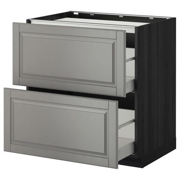 Напольный шкаф, 2 фронтальных панели, 3 ящика МЕТОД / МАКСИМЕРА, черный, Будбин серый - фото 1
