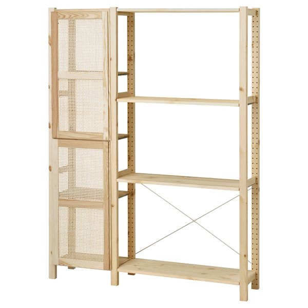 Стеллаж с дверцами, сосна 134x30x179 см IKEA IVAR ИВАР 293.958.07 - фото 1