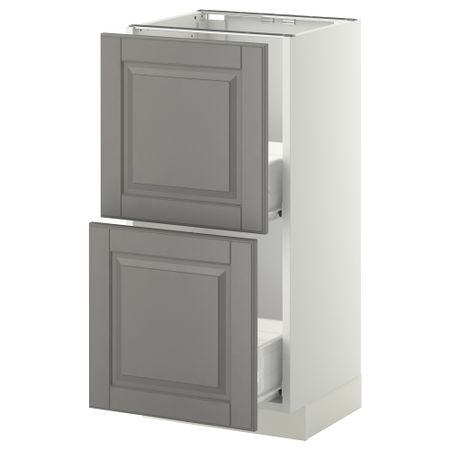 Напольный шкаф с 2 ящиками МЕТОД / ФОРВАРА, белый, Будбин серый