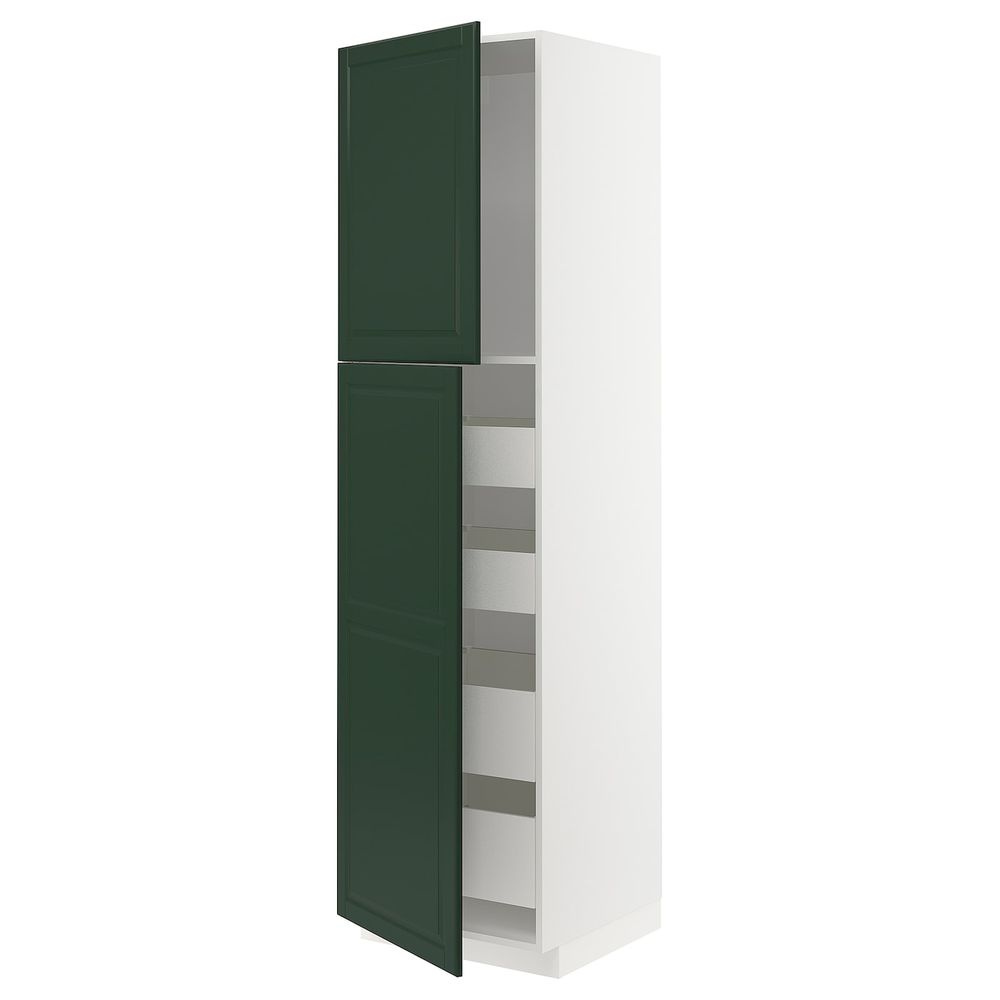 Высокий шкаф/2дверцы/4ящика, белый/Будбин темно-зеленый 60x60x220 см IKEA METOD МЕТОД / MAXIMERA МАКСИМЕРА 093.576.51 - фото 1