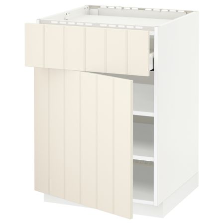 Напольный шкаф для варочной панели, ящик, полка, дверцы МЕТОД / МАКСИМЕРА, белый, Хитарп белый с оттенком (60x60 см)