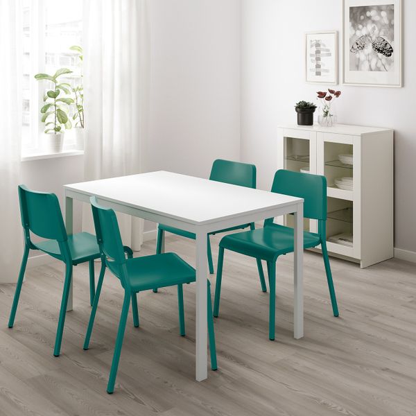 Стол и 4 стула, белый/зеленый 120/180 см IKEA ВАНГСТА / ТЕОДОРЕС 392.521.72 - схема-чертеж с размерами