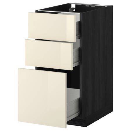 Напольный шкаф с 3 ящиками МЕТОД / ФОРВАРА, черный, Рингульт кремовый