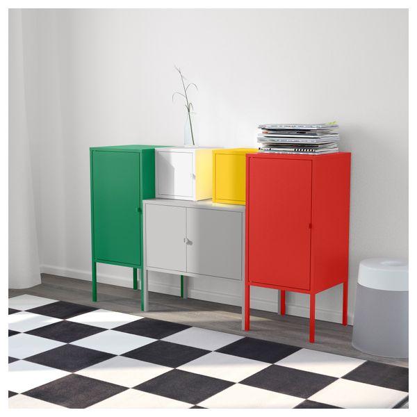 Комбинация для хранения ЛИКСГУЛЬТ, белый/красный, желтый/зеленый/серый (130x82 см) - схема-чертеж с размерами