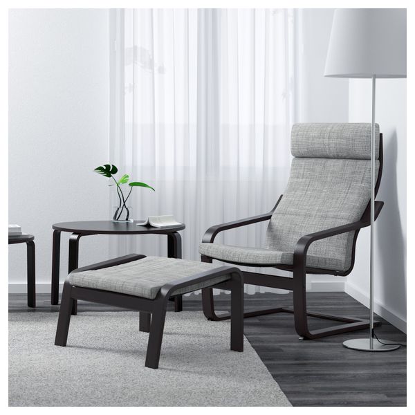 Кресло ПОЭНГ, черно-коричневый, Исунда серый - фото 2