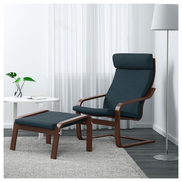 Табурет для ног ПОЭНГ, коричневый, Хилларед темно-синий - схема-чертеж с размерами