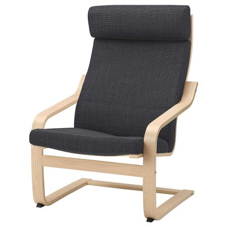 Кресло, дубовый шпон, беленый/Шифтебу темно-серый IKEA POÄNG ПОЭНГ 193.983.16