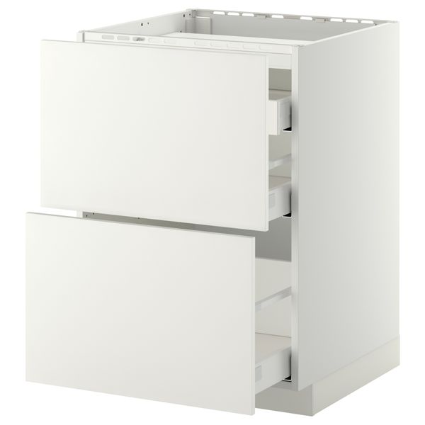 Напольный шкаф, 2 фронтальных панели, 3 ящика МЕТОД / МАКСИМЕРА, белый, Хэггеби белый - схема-чертеж с размерами