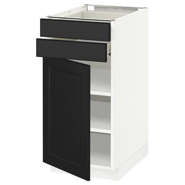 Напольный шкаф с дверцей, 2 ящиками МЕТОД / ФОРВАРА, белый, Лаксарби черно-коричневый - схема-чертеж с размерами