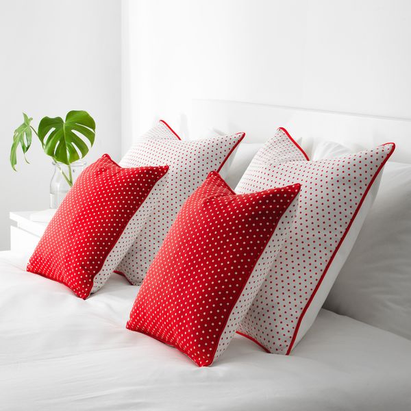 Чехол на подушку, красный, белый 50x50 см IKEA МАЛИНМАРИА 804.262.59 - схема-чертеж с размерами