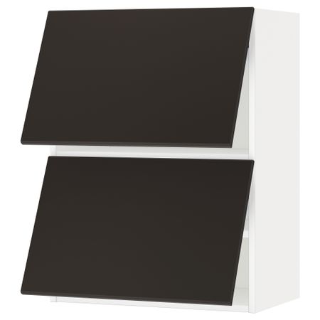 Навесной горизонтальный шкаф, 2 двери, 60x80 см, белый, Kungsbacka антрацит IKEA METOD МЕТОД 193.944.98