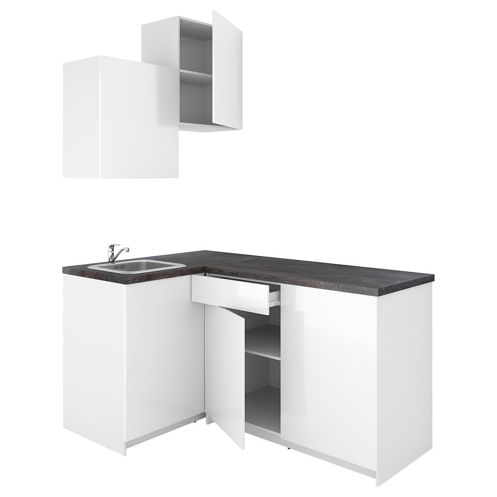 Кухня, глянцевый белый 120x180x260 см IKEA KNOXHULT КНОКСХУЛЬТ 594.045.94 - фото 1