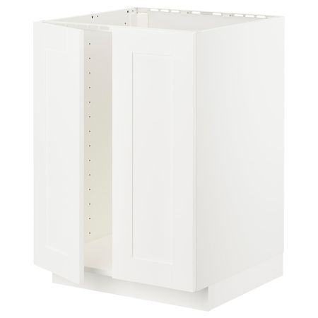Напольный шкаф для мойки+2 двери, белый/Сэведаль белый 60x60 см IKEA METOD МЕТОД 094.463.94
