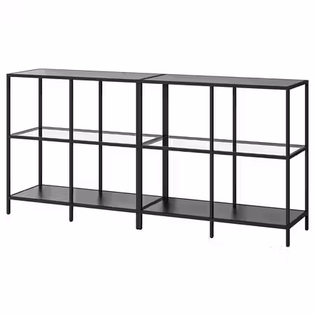 VITTSJÖ Комбинация д/хранения - черно-коричневый/стекло 200x36x93 см